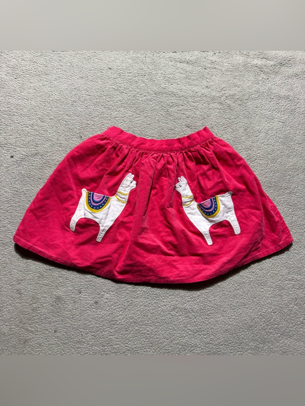 Mini Boden Skirt Girls 7-8Y Pleated Lined Llama Embroidered Pockets Corduroy NEW